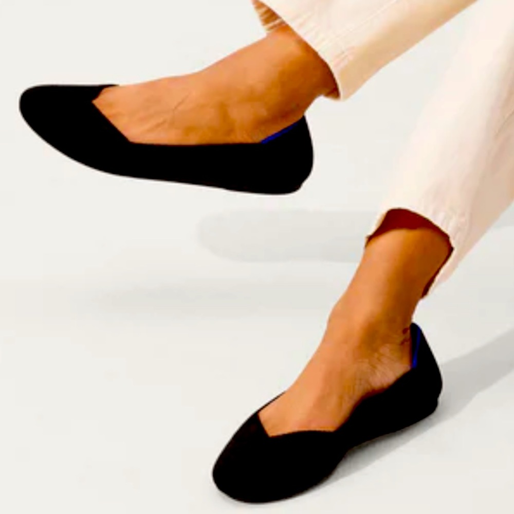 Rothy's The Flat Black Solid Knit Fabric Ballet Flats